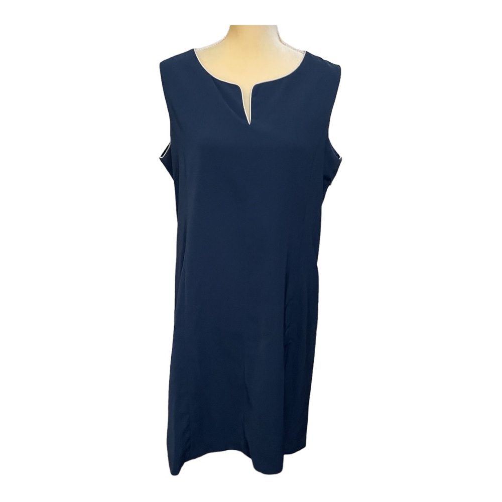 Venessa Navy‎ Blue Crepe Classic Sheath Dress Size XL